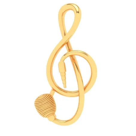 18KT Musical Note Microphone Jack Gold Pendant From Online Exclusive Collection