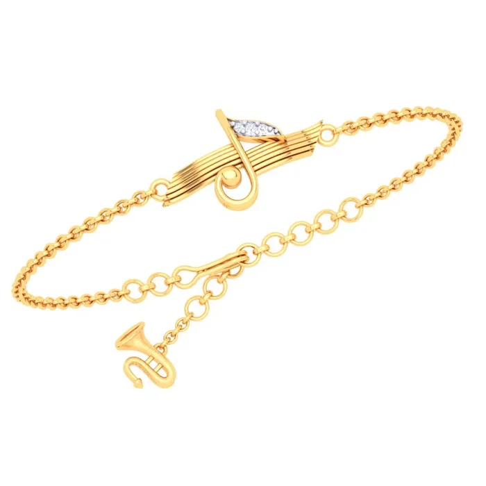 18KT Musical Note With Trumpet Gold Bracelet From Diamond Collection