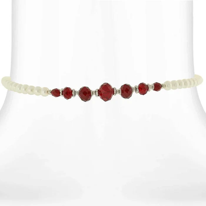 1928 Jewelry 6mm Faux Pearl Strand And Crystal Coil Choker Necklace 15″
