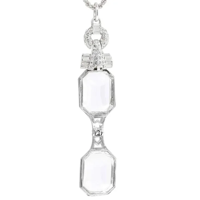 1928 Jewelry Austrian Crystal Lorgnette Magnifier Glasses Pendant Necklace 40″ – Magnification Power: 2-3X
