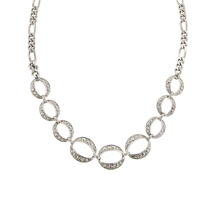 1928 Jewelry Circle Simulated Marcasite Link Necklace 16″ + 3″ Extender
