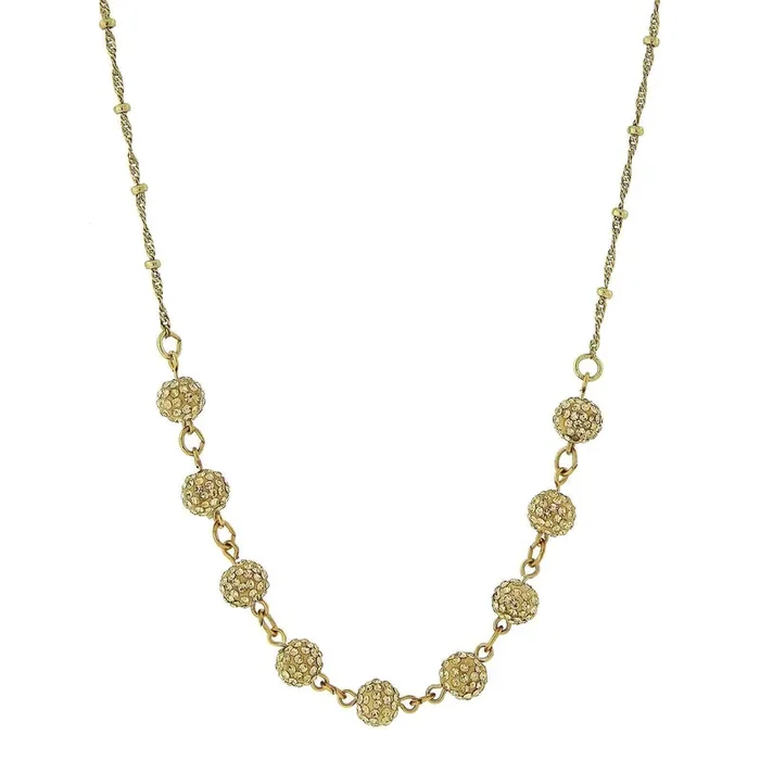 1928 Jewelry Crystal Fireball Pave Necklace 16″ + 3″ Extender
