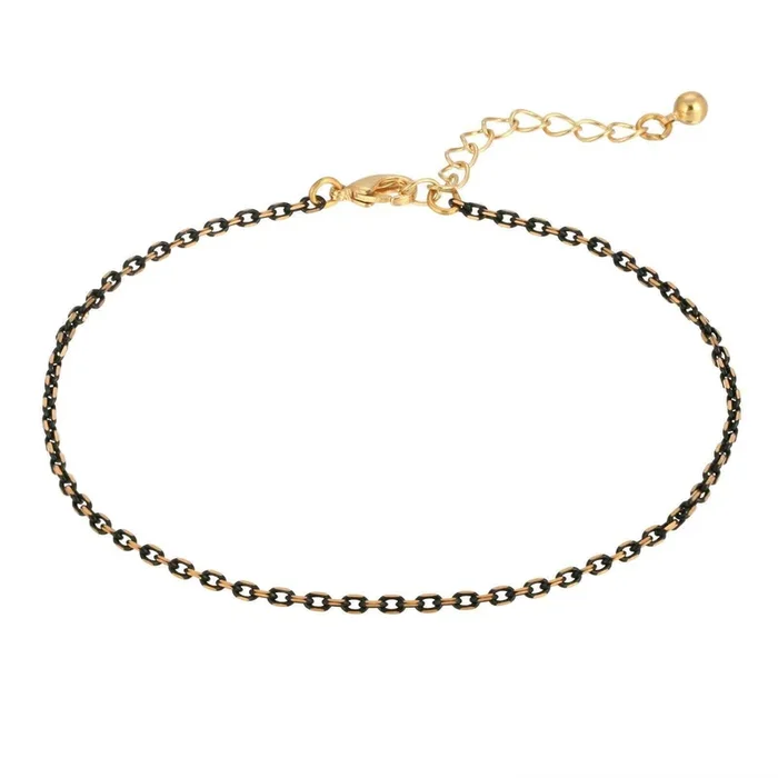 1928 Jewelry Eclipse Black And Gold Chain Anklet 9″ + 1.5″ Extension