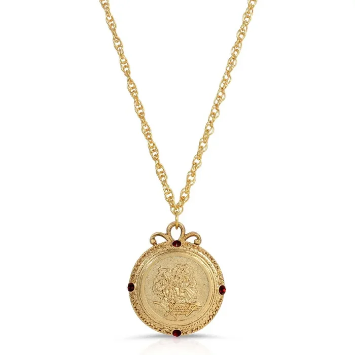 1928 Jewelry Flower of The Month Crystal Pendant Necklace 20″