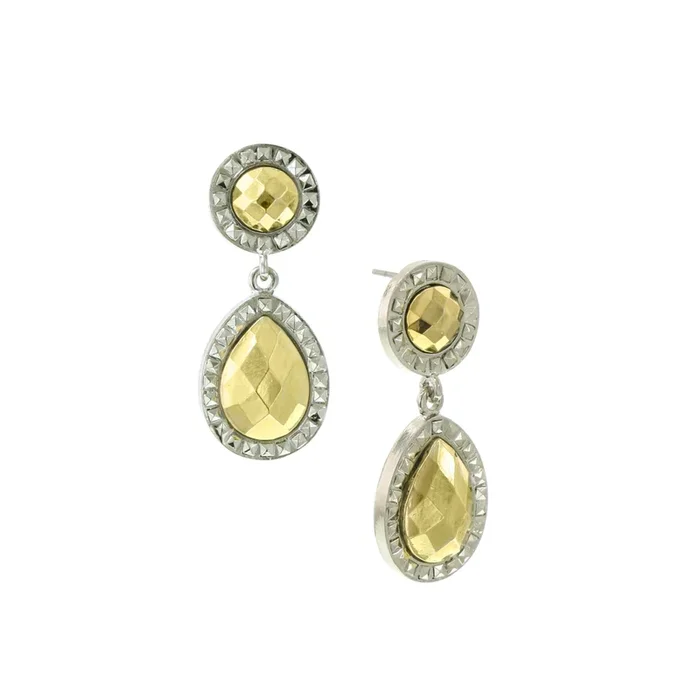 1928 Jewelry Fusion Lux Stone Double Round Teardrop Earrings