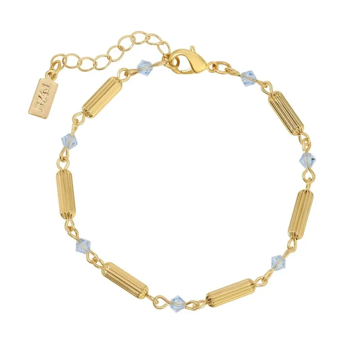 1928 Jewelry Gold Beaded Crystal Lantern Bracelet 1″ Extension