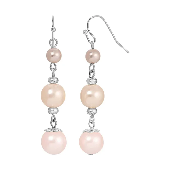 1928 Jewelry Rosabella Multicolor Triple Faux Pearl Dangle Earrings