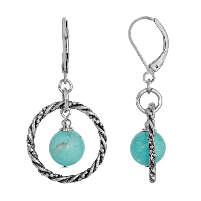 1928 Jewelry Round Gemstone Rope Hoop Earrings