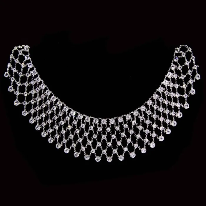 1928 Jewelry Round Vintage Austrian Crystal Bib Necklace 14″