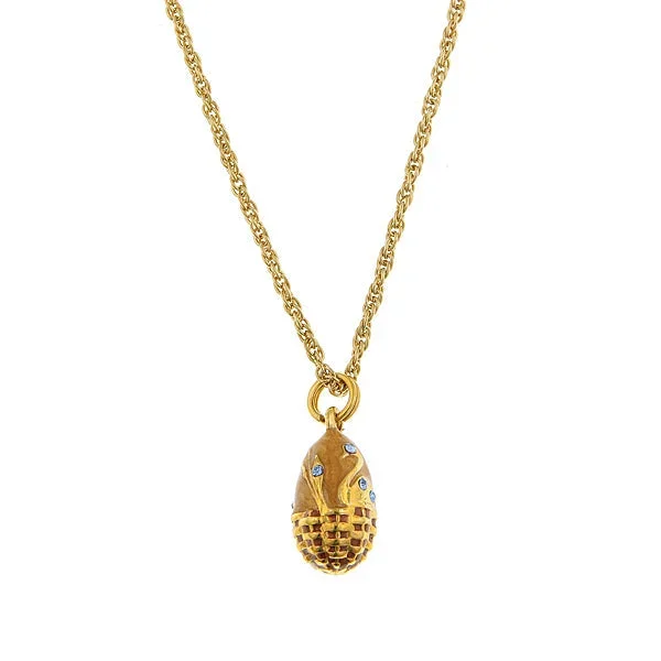 1928 Jewelry Swan Topaz Egg Light Blue Crystal Pendant Necklace 18″