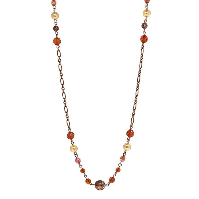 1928 Jewelry Topaz Crystal Bead Necklace 32″