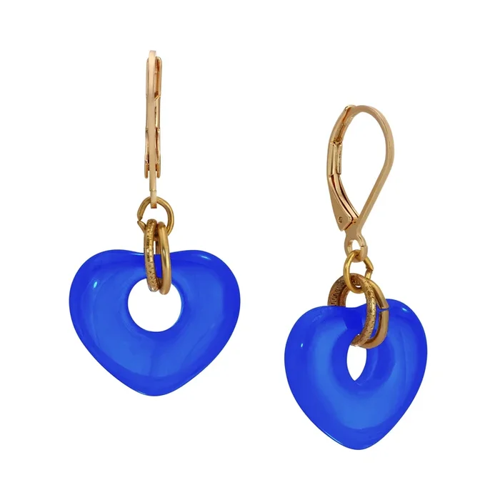 1928 Jewelry Vintage Glass Heart Drop Earrings