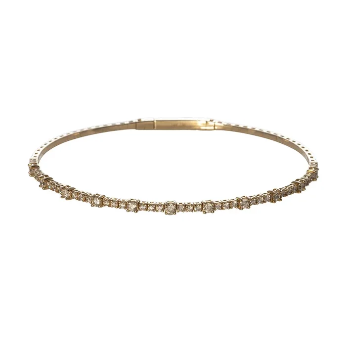 1ctw Diamond 14K Yellow Gold Flexible Bangle
