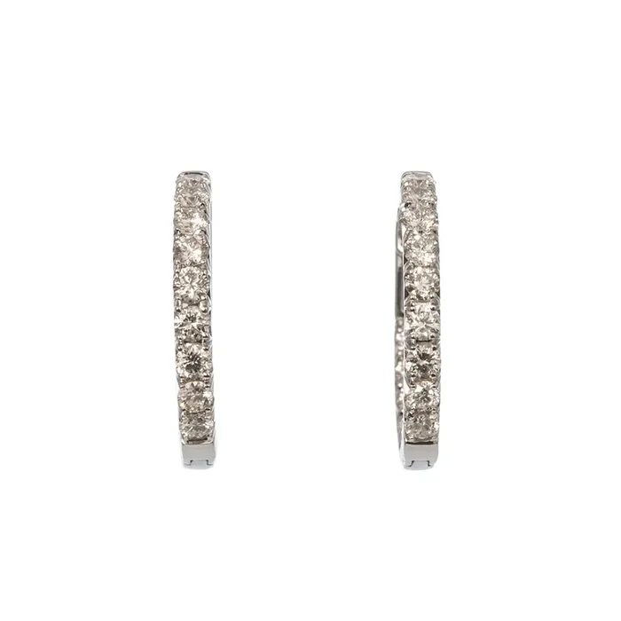 1ctw Diamond Inside-Out 14K White Gold Hoop Earrings