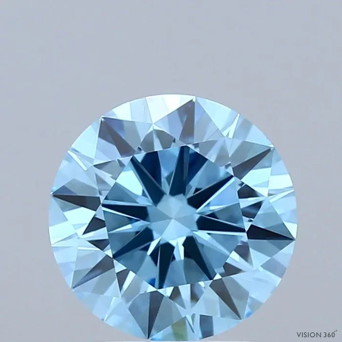 2.00 Carat Round Shaped, Ideal Cut, FANCY VIVID BLUE Color, VVS2 Clarity, IGI Certified Lab Grown Diamond