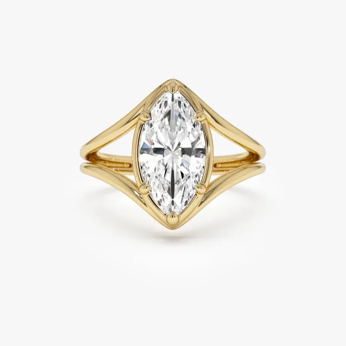 2.00 Ctw 14k Marquise Shaped Lab Grown Diamond Split Shank Engagement Ring – Carla
