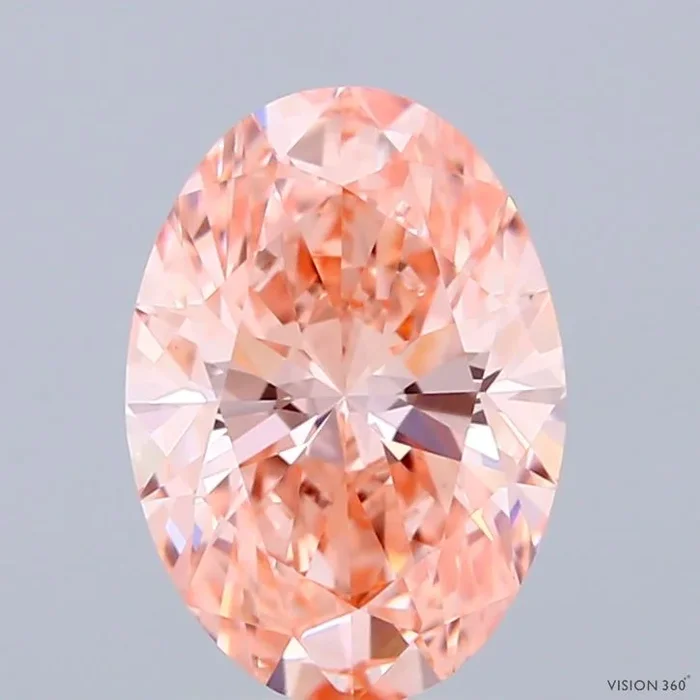 2.01 Carat Oval Shaped, Ideal Cut, FANCY VIVID PINK Color, VVS2 Clarity, IGI Certified Lab Grown Diamond
