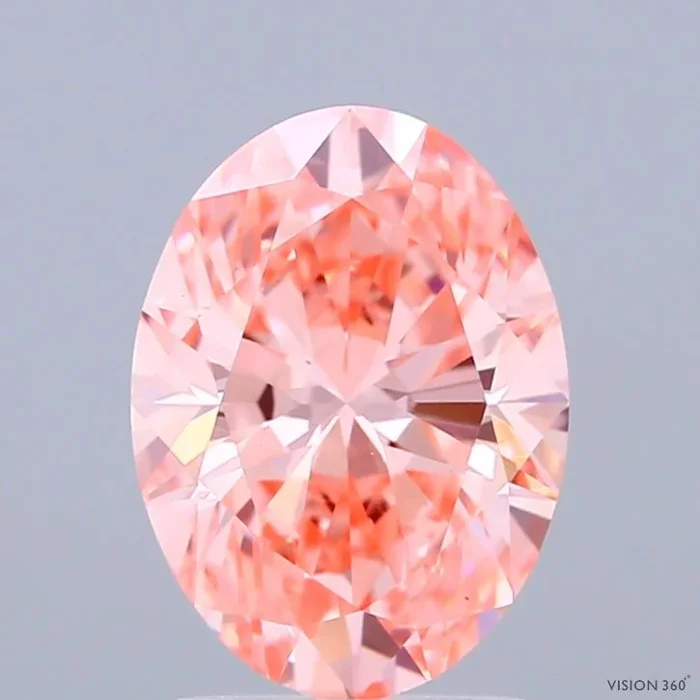 2.02 Carat Oval Shaped, Ideal Cut, FANCY VIVID PINK Color, VS1 Clarity, IGI Certified Lab Grown Diamond