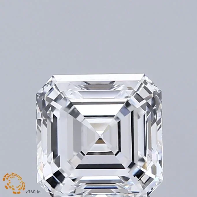 2.04 Carat Asscher Shaped, Ideal Cut, D Color, VVS2 Clarity, IGI Certified Lab Grown Diamond