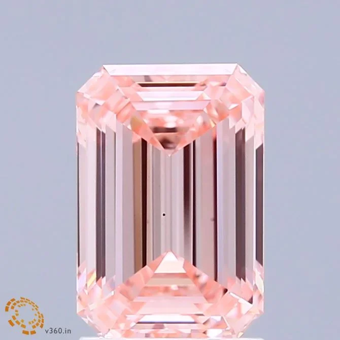 2.04 Carat Emerald Shaped, Ideal Cut, FANCY INTENSE PINK Color, VS2 Clarity, IGI Certified Lab Grown Diamond