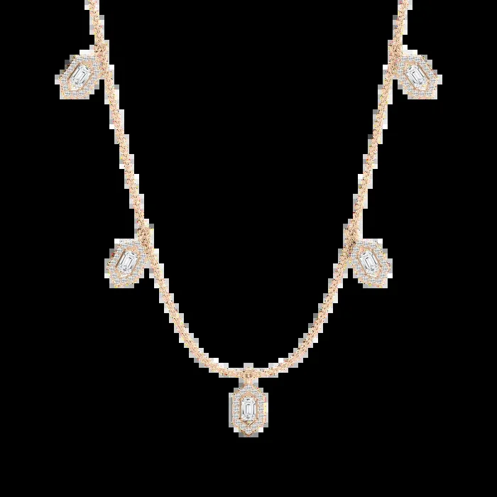 2 ⅓ ctw Emerald Lab Grown Diamond Halo Station Necklace – 18 Inches