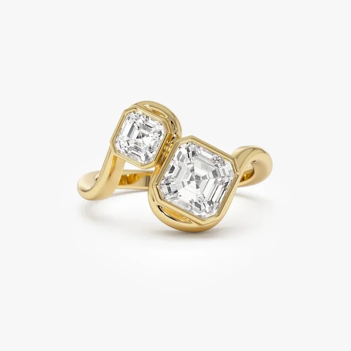 2.10 Ctw 14k Bezel Setting Asscher Cut Lab Grown Diamond Unique Toi Moi Ring – Paola