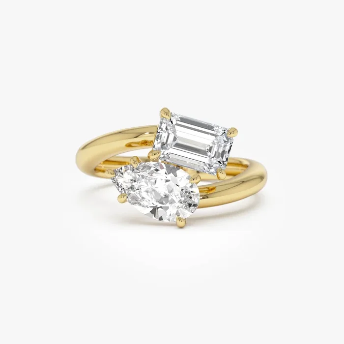 2.11 Ctw 14k Lab Grown Diamond Two Stone Toi et Moi Ring – Tina