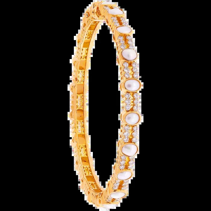 2.11Ct VS/GH Diamond Bangles with Pearl in 18K Gold
