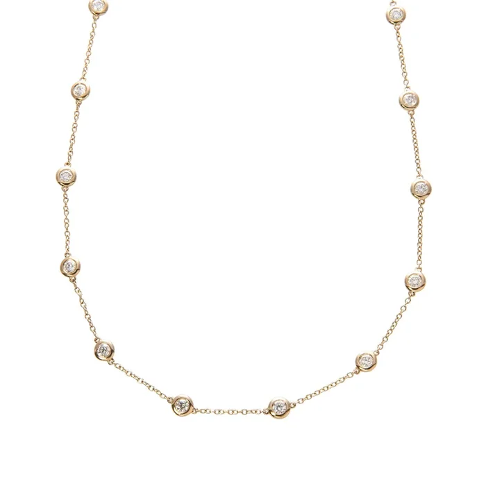 2.25ctw Diamond by the Yard 14 Station 14K Yellow Gold Necklace
