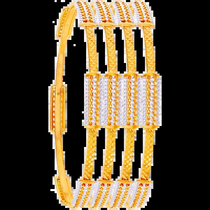2.4 Size Two tone Set of 4pcs Bangles in 22K Gold