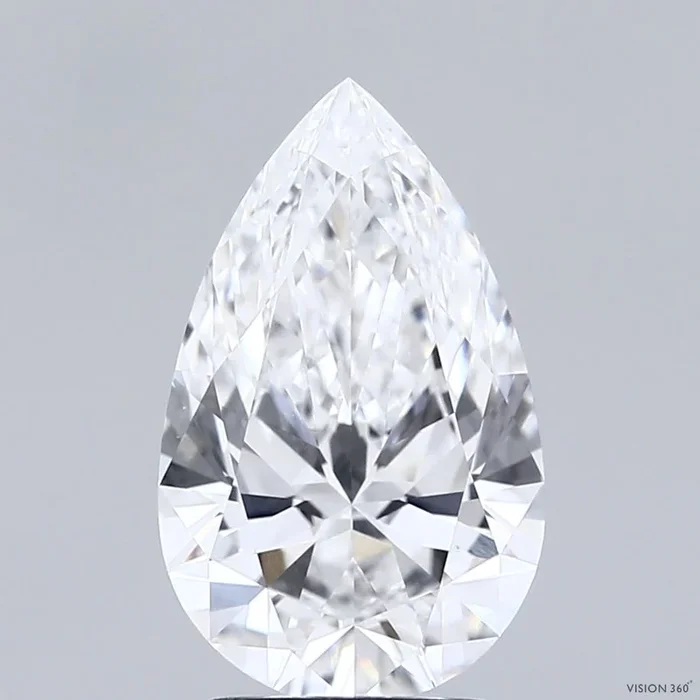 2.52 Carat Pear Shaped, Ideal Cut, E Color, VVS2 Clarity, IGI Certified Lab Grown Diamond