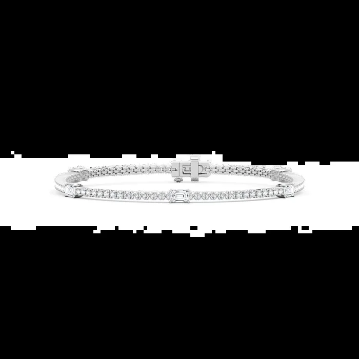 2 ⅞ ctw Emerald Lab Grown Diamond Station Tennis Bracelet – 7 Inches