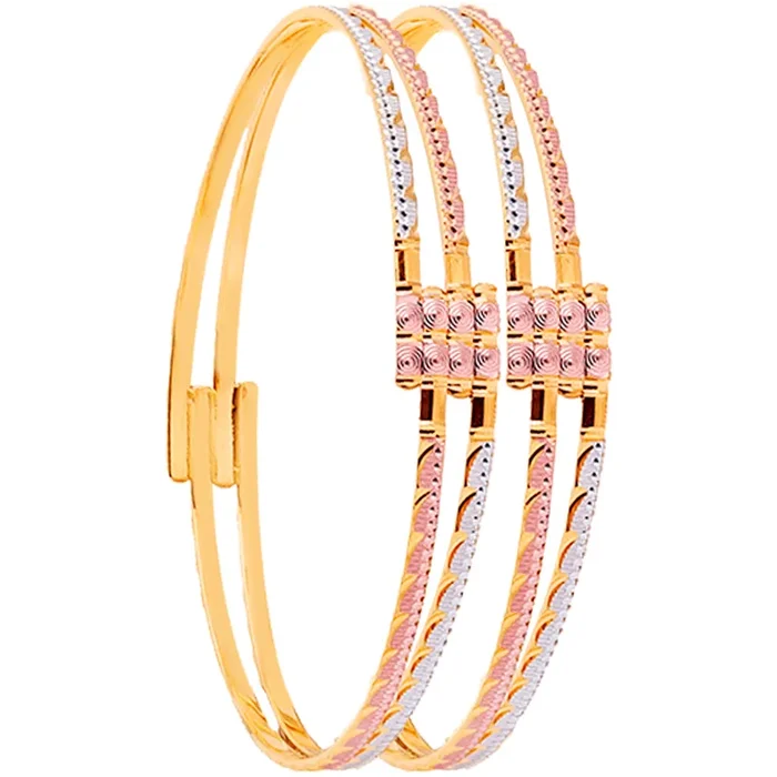 2.7 Size Three tone 2pcs Bangle in 22K Gold