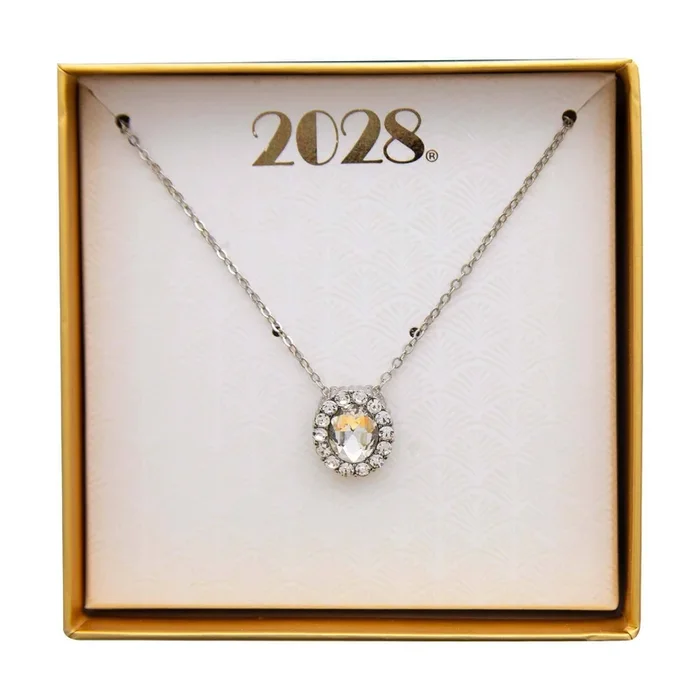2028 Jewelry Crystal Oval Pendant Necklace 16″ + 3″ Extender