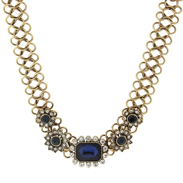 2028 Jewelry Montana Blue Crystal Accent Collar Statement Necklace 16″ + 3″ Extender