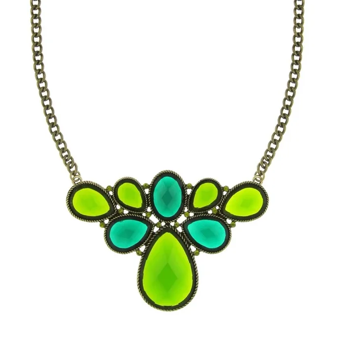 2028 Jewelry Teardrop Stone Cluster Necklace 16″ + 3″ Extender