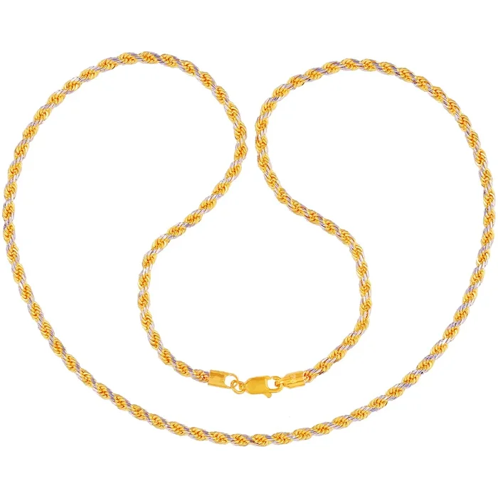 22″ Rope Two tone Chain in 22K Gold