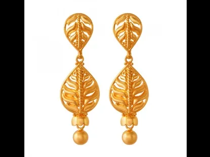 22k Gold Drop Earrings With Entrancing Leafy Details