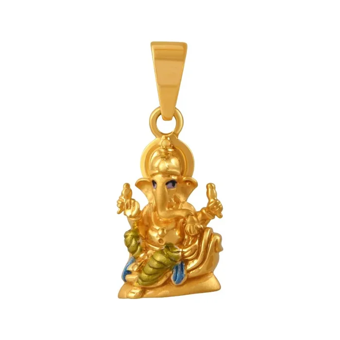 22k Gold Pendant With An Intricately Detailed Lord Ganesha Motif