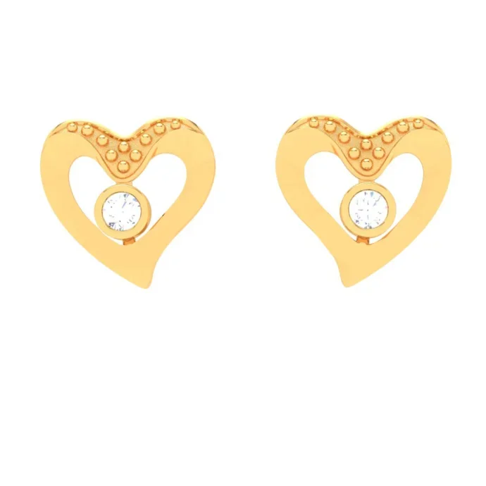 22k Love Shaped Gold Earrings With A Yellow Stone From Online Exclusive