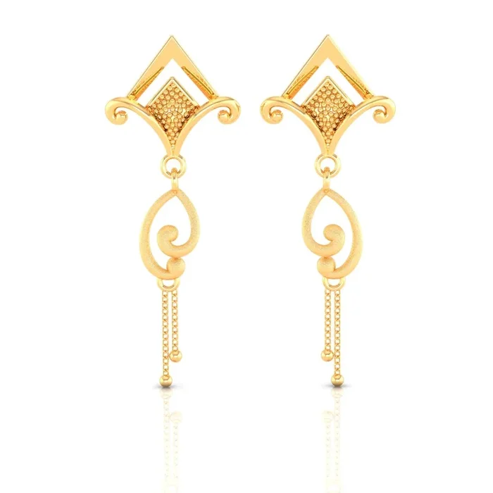 22KT (916) Yellow Gold Drop Earrings With Geometric Design
