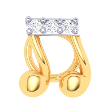 22KT Musical Note Gold Nosepin With Three Stones From Online Exclusive Collection