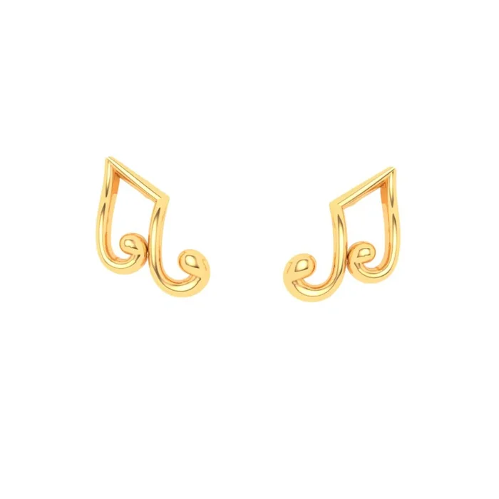22KT Musical Note Gold Stud Earrings From Goldlites Collection