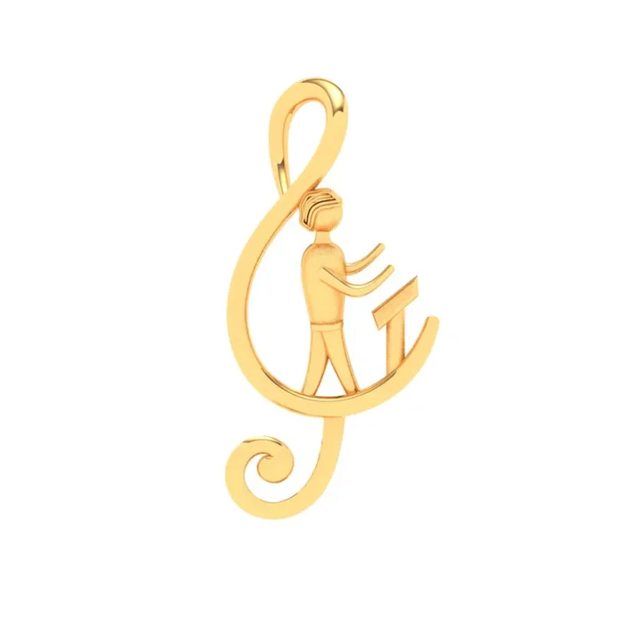 22KT Musical Note With Orchestrating Man Gold Pendant From Goldlites Collection