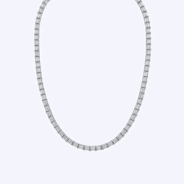 23.85ctw Emerald Cut Diamond Tennis Necklace