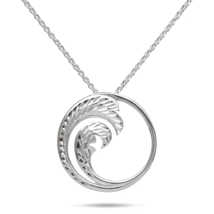 24″ Adjustable Nalu Pendant Necklace in Sterling Silver – 24mm