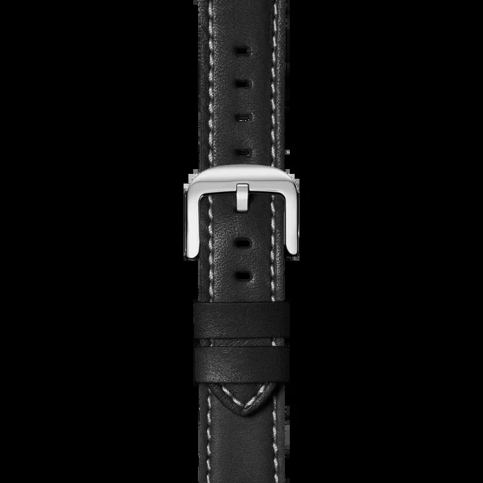 24mm Black Leather Watch Strap – Black