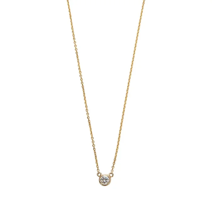 .25ctw Diamond Solitaire Bezel 14K Yellow Gold Necklace