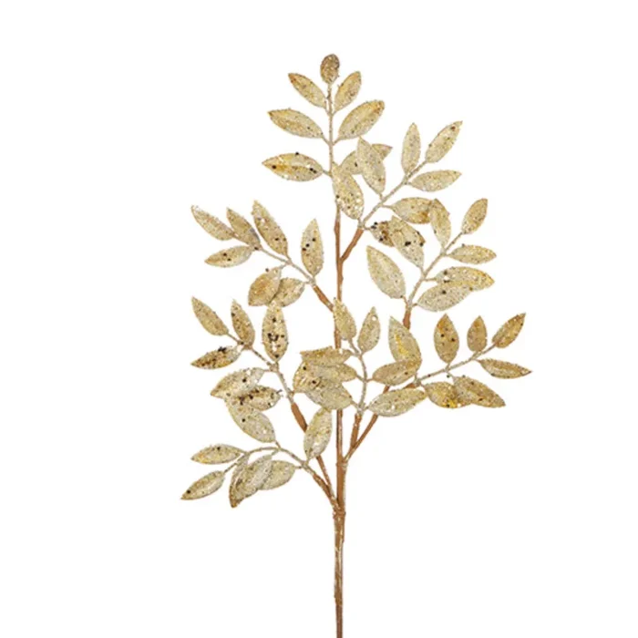 26.75″ Gold Glittered Laurel Leaf Spray