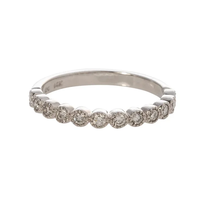 .27ctw Diamond Bezel Milgrain 14K White Gold Halfway Band